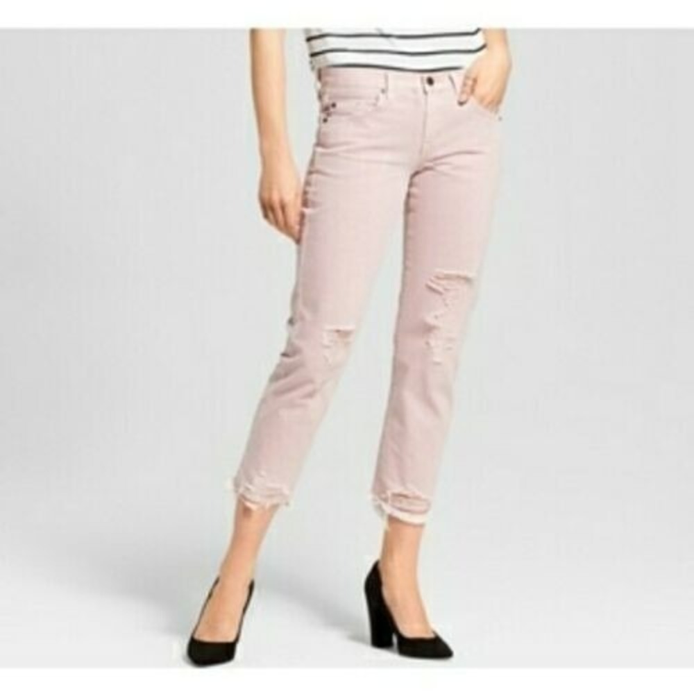 Mossimo Women's Size 4/27 Boyfriend Crop Jeans - Light Rose Pink - NEW